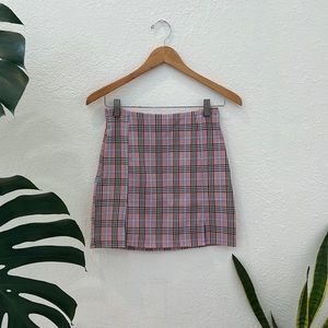 Pink Plaid Mini Skirt